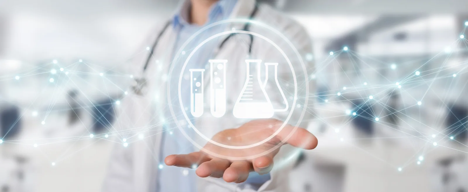 Laboratory — hand with test tubes