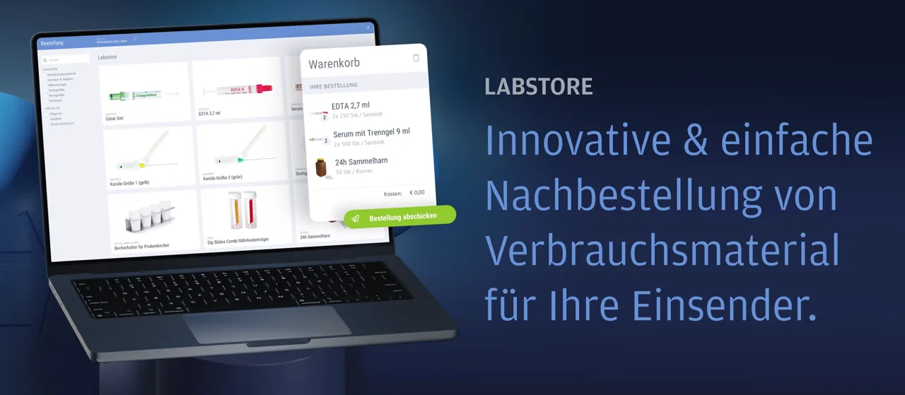Labstore enables referrers to reorder tubes, needles and other laboratory supplies digitally, quickly and transparently.
