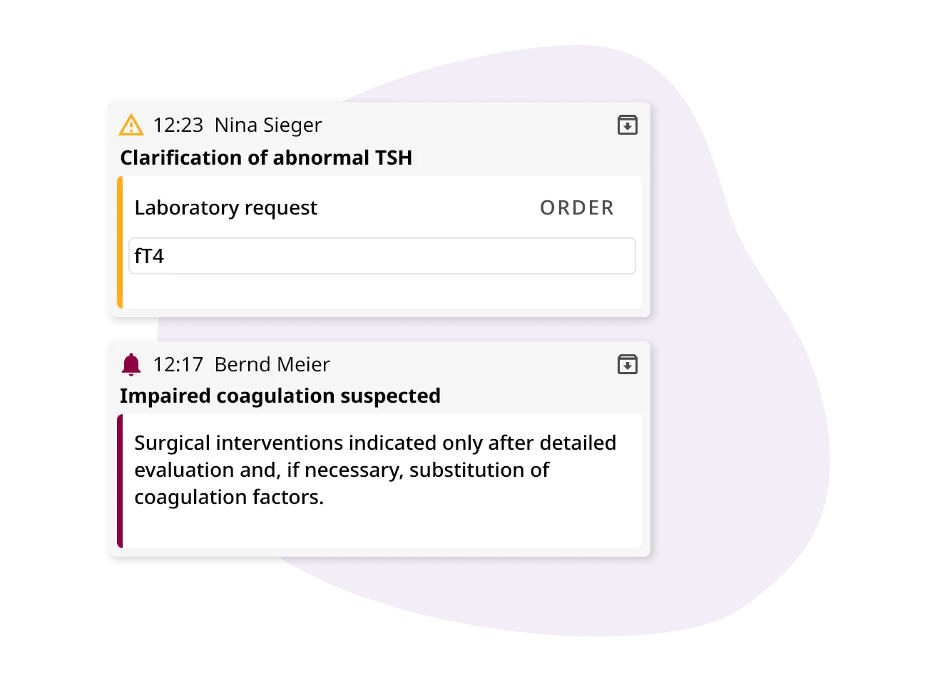 Medical Insights – overview of new findings and recommendations for action, including direct laboratory orders